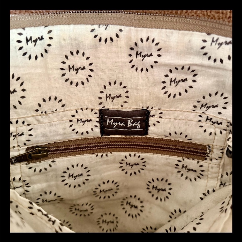 MYRA BAG Hand-Crafted Cotton & Cowhide Leather Adjustable Crossbody Shoulder Bag - Picture 5 of 6